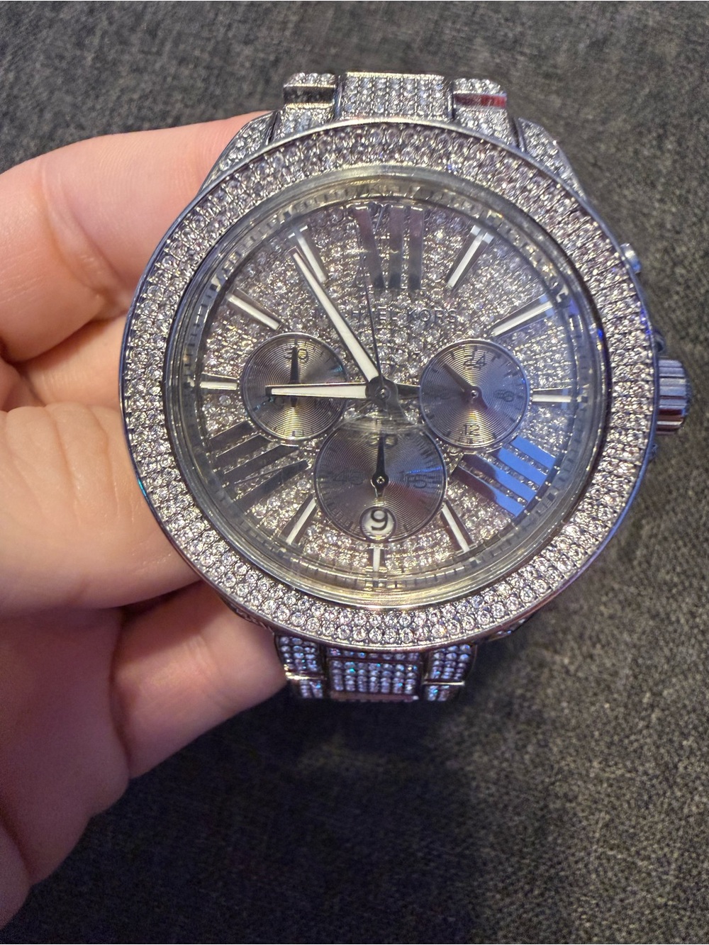 Michael Kors Silver Crystal-Accent Women’s Chronograph Watch